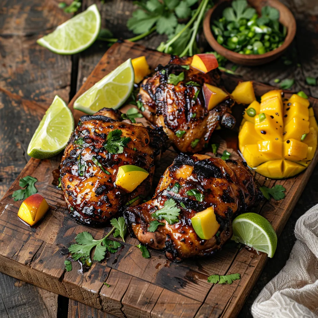 peach and mango habanero chicken thighs